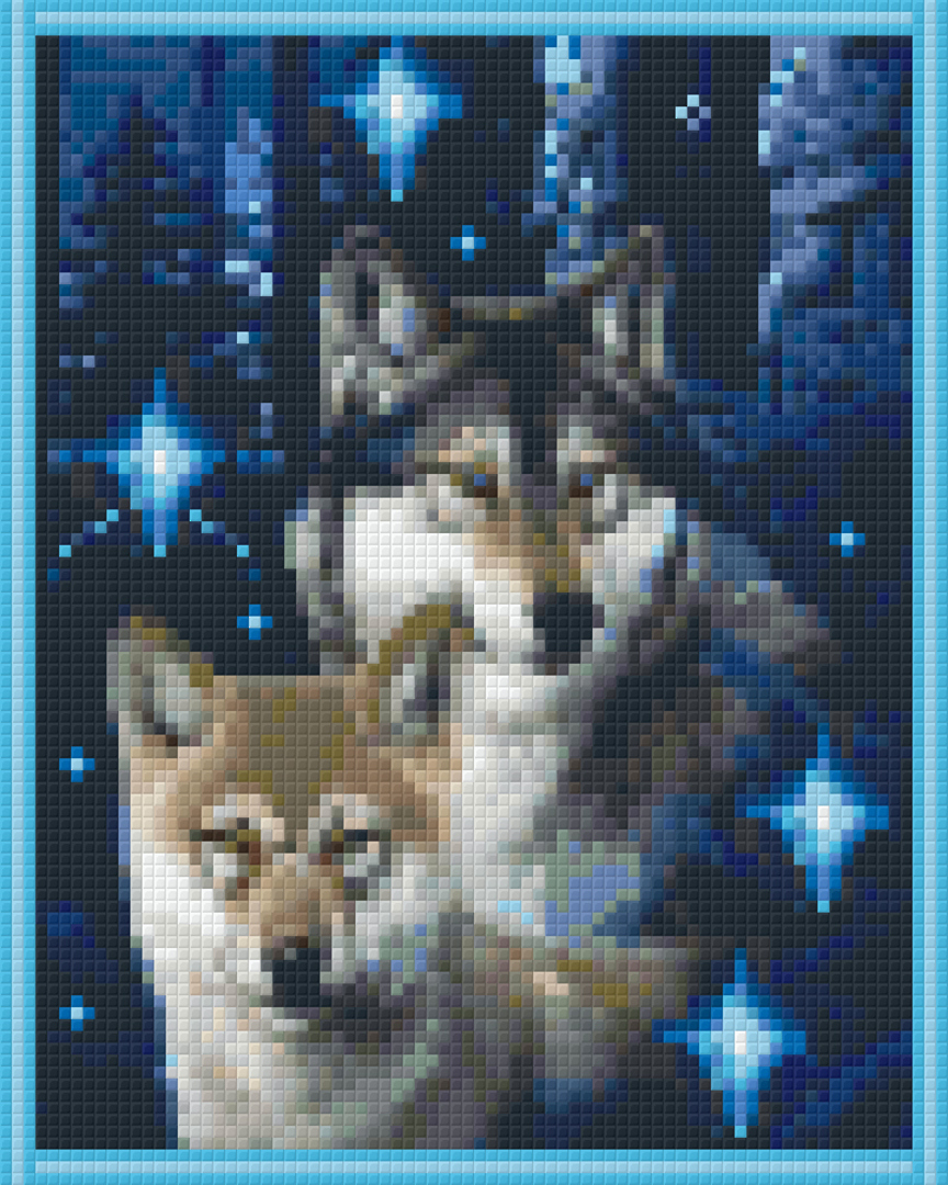 Wolf Duo Four [4] Baseplate PixelHobby Mini-mosaic Art Kit image 0